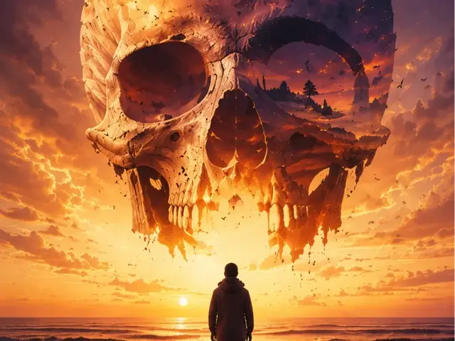 HueForge model: Cosmic Skull – Man Facing the Solar Apocalypse by Hueforge Maker