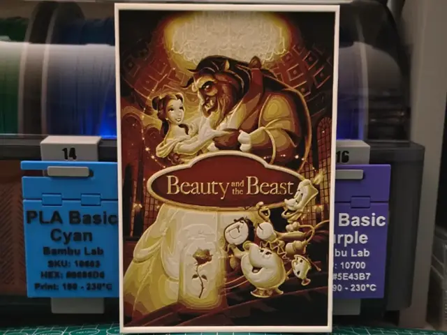 HueForge model: Beauty and the Beast Movie Poster - Hueforge Art by Lumpy3D