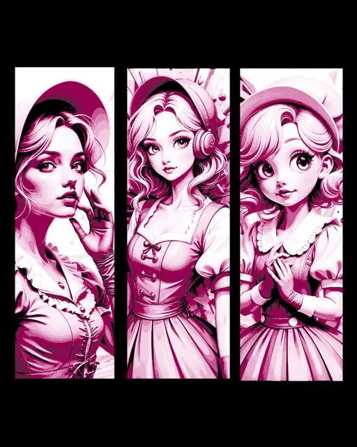 HueForge model: A modern takes on Little Bo Peep - still loving the Pink color - Set of bookmarks by BooneCo3d