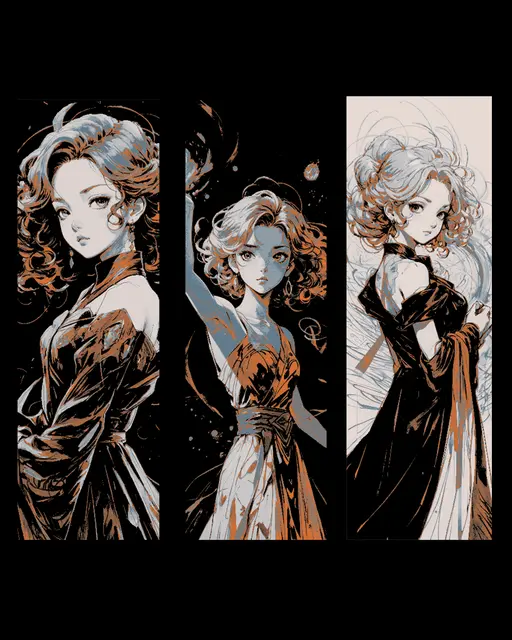 HueForge model: The beauty of modern asian art - Anime girl on display - set of bookmarks by BooneCo3d