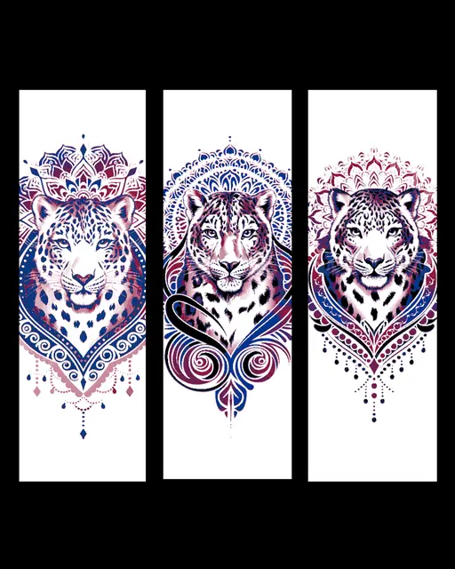 HueForge model: Pink and Blue Jaguar Tattoo designs - set of Bookmarks by BooneCo3d