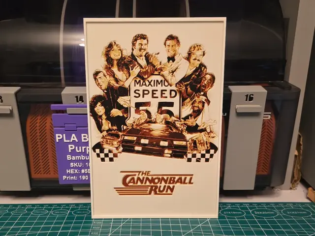 HueForge model: The Cannonball Run Movie Poster - Hueforge Art by Lumpy3D