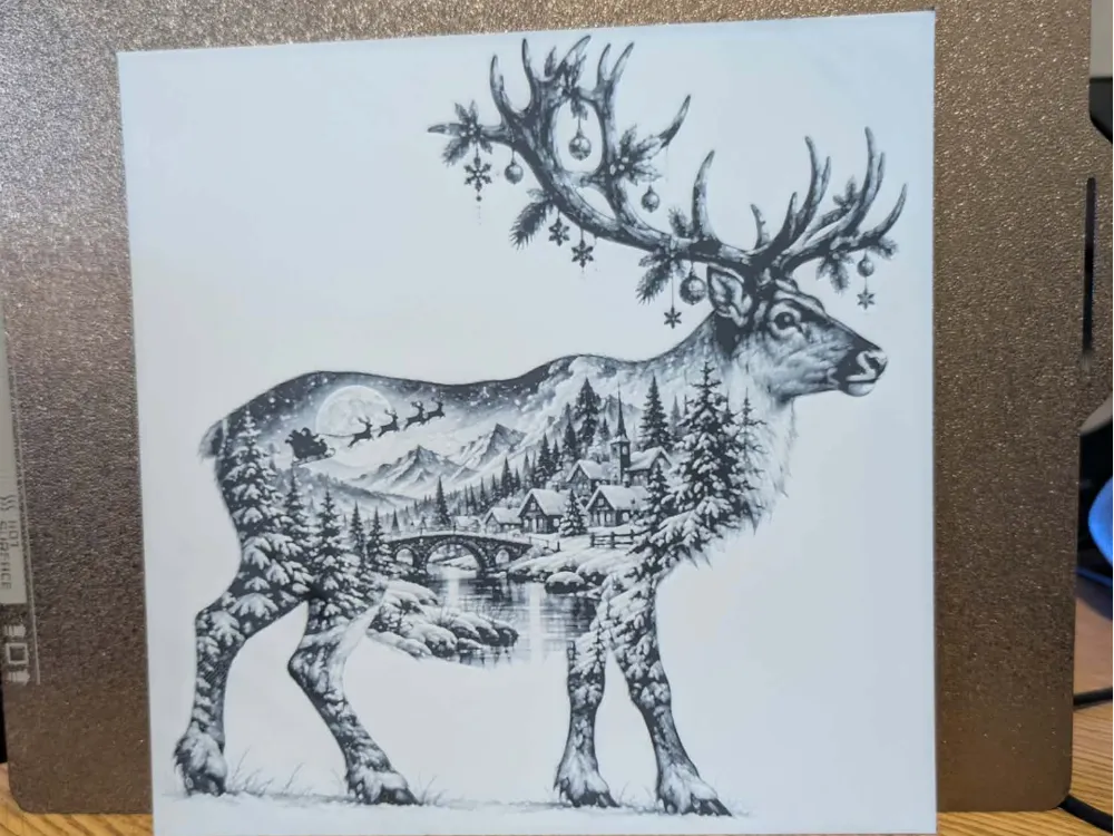Christmas reindeer - double exposure hueforge by 3dGlow HueForge model: Christmas reindeer - double exposure hueforge by 3dGlow