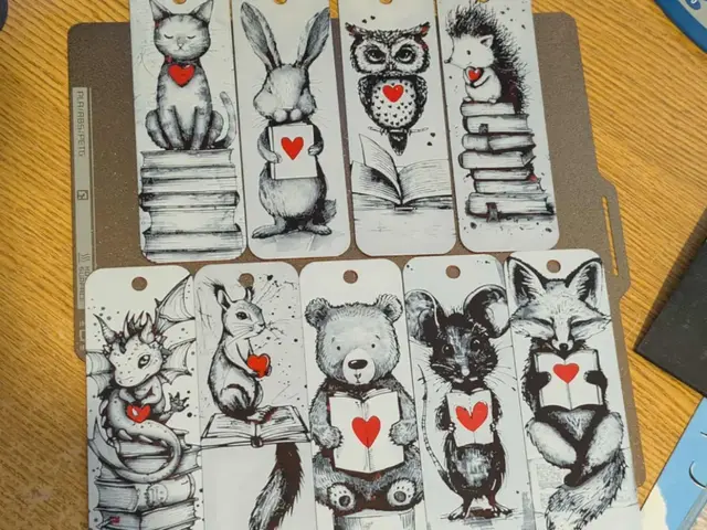 HueForge model: Set of 9 animal red heart bookmarks by 3dGlow
