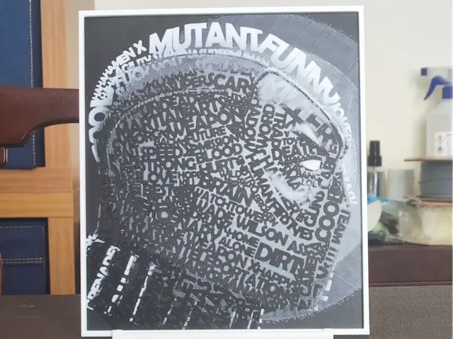 HueForge model: Deadpool Word Cloud B&W - HueForge 2 Color by BoDad