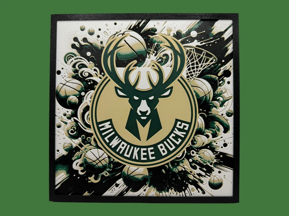 Milwaukee Bucks - NBA Hueforge by Canadian Gamer HueForge model: Milwaukee Bucks - NBA Hueforge by Canadian Gamer