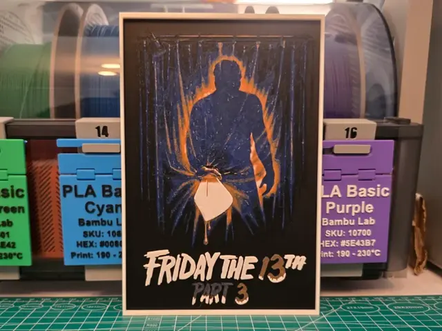 HueForge model: Friday the 13th Part III Movie Poster - Hueforge by Lumpy3D