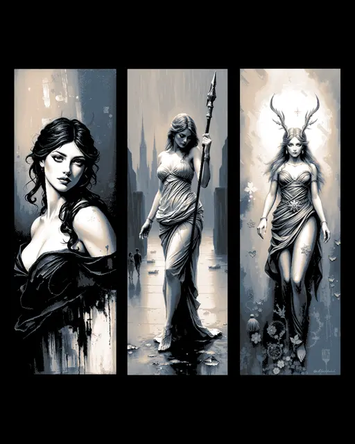 HueForge model: Depictions of the Greek Goddess Artimus - Goddess of the hunt, animals and moon - Set of bookmarks by BooneCo3d