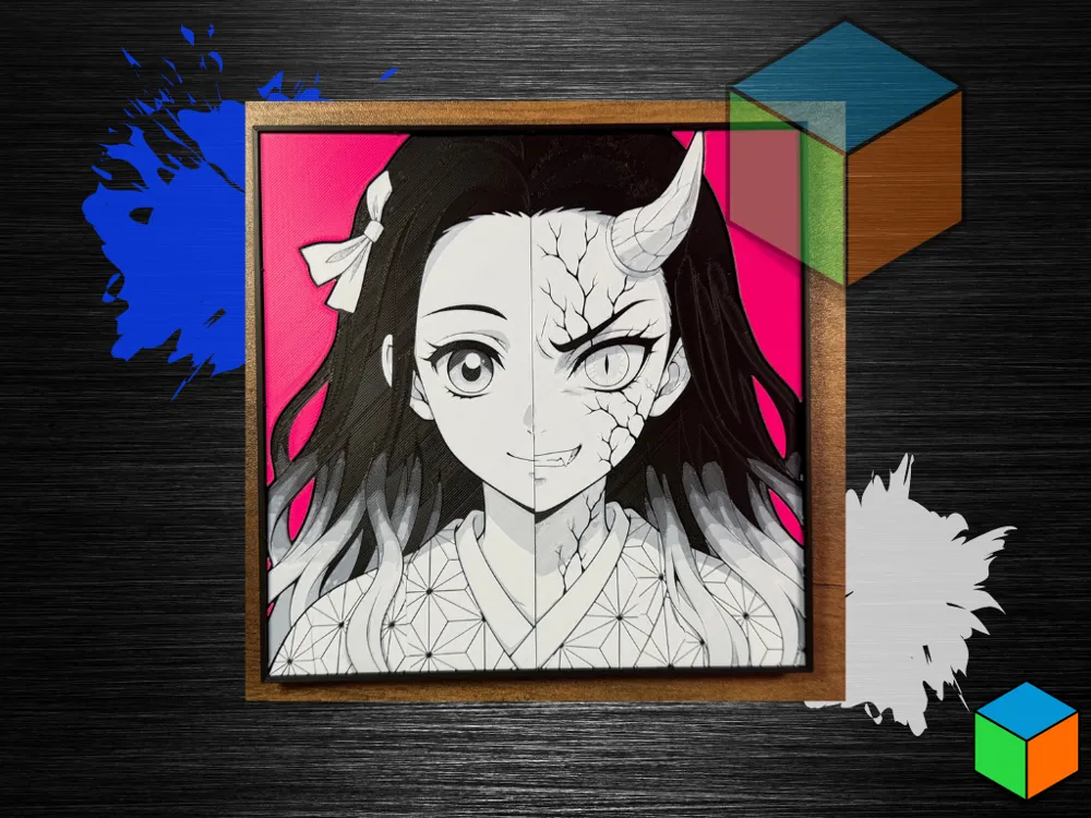 Nezuko Kamado — HueForge Wall Art by 3D Prints By Vic HueForge model: Nezuko Kamado — HueForge Wall Art by 3D Prints By Vic