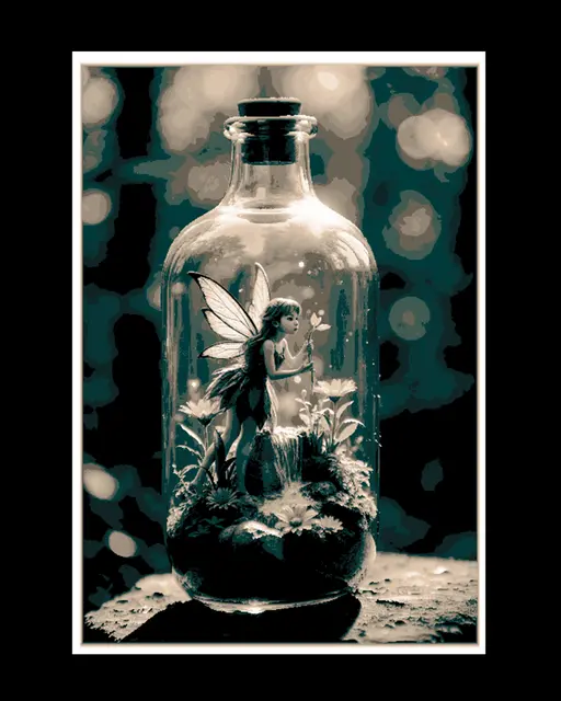 HueForge model: Catching Fantasy in the Bottle - Fairy World - Wall Art by BooneCo3d