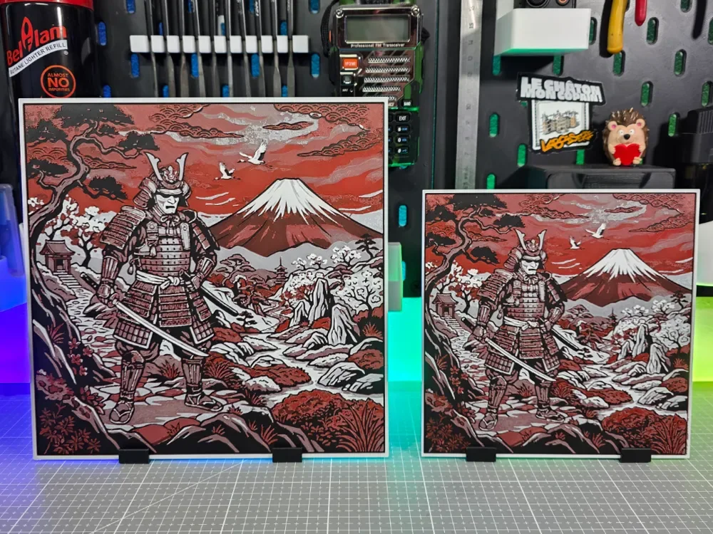 Samourai Red Mountain - Hueforge - 4 Colors by Montoya Maker HueForge model: Samourai Red Mountain - Hueforge - 4 Colors by Montoya Maker