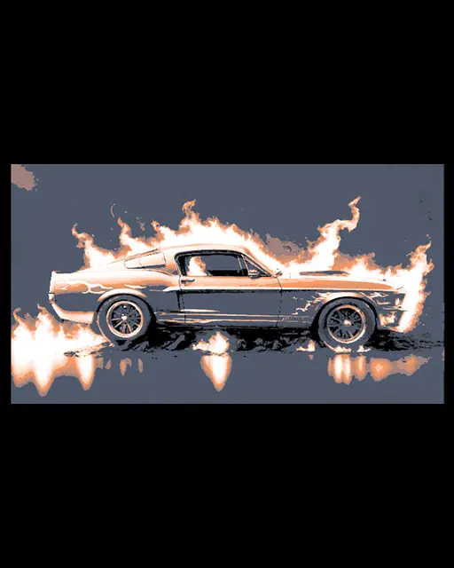 Artful Creation - Classic Ford Mustang on Fire! - Car Collection Model