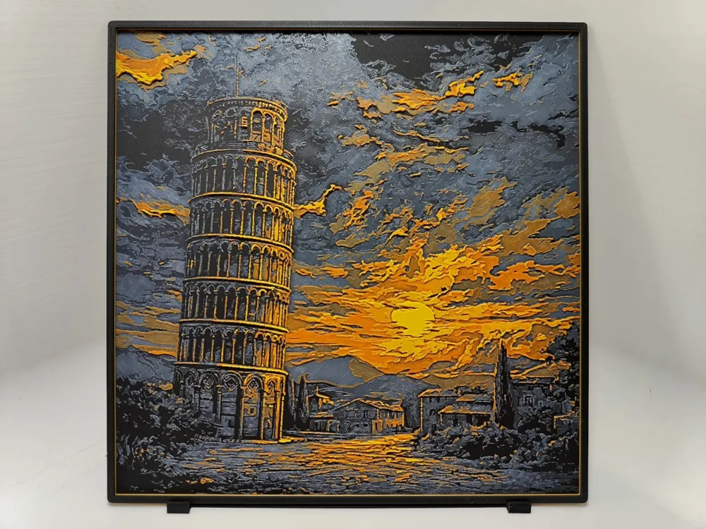 Leaning Tower of Pisa Sunset - Hueforge by BeaN HueForge model: Leaning Tower of Pisa Sunset - Hueforge by BeaN