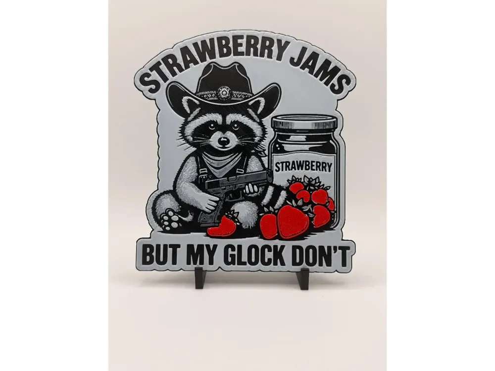 Strawberry Jam Glock Raccoon HueForge by Thadius HueForge model: Strawberry Jam Glock Raccoon HueForge by Thadius