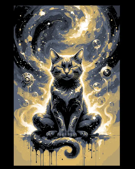HueForge model: The Cosmic Cat - Ruler of all dimensions and Times - Hueforge Art by BooneCo3d