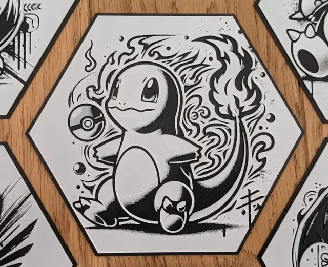 HueForge model: Pokémon Charmander Charmander Hueforge Hexagonal Hexagon by Seb3D