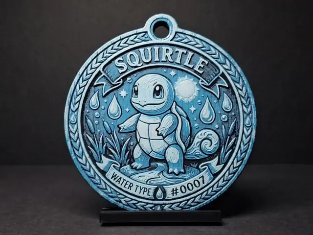 HueForge model: Pokemon - Squirtle Medallion - 4 Colour by LED