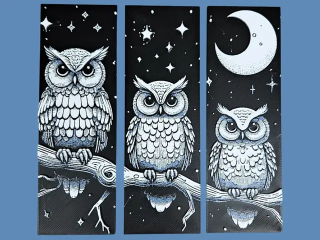 HueForge model: Night Owl Bookmarks and Hueforge by BusyKikiBee