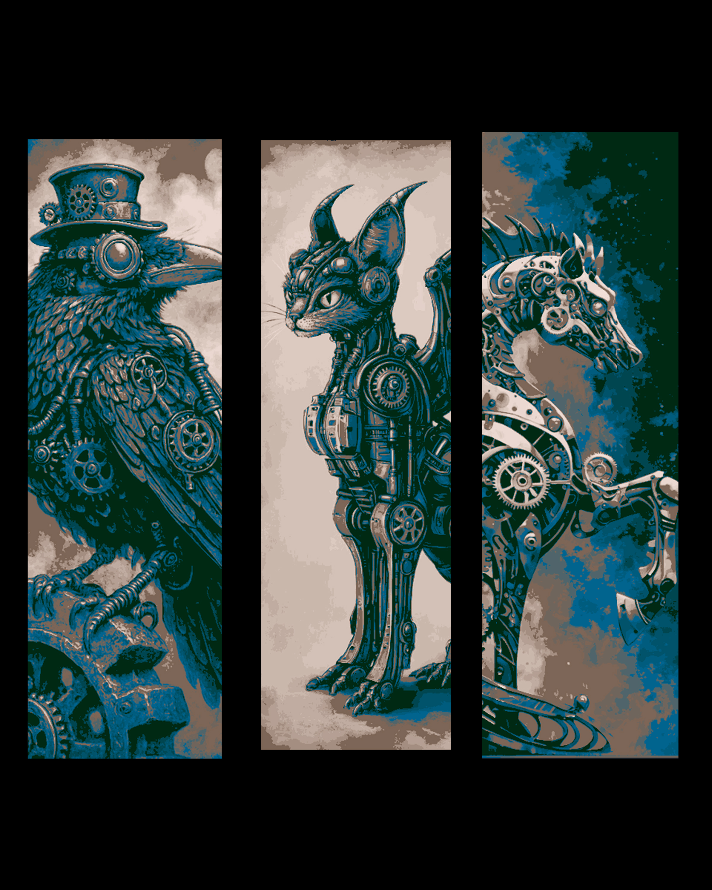 designs of the steampunk world - animal hybrids on display - set of bookmarks by BooneCo3d HueForge model: designs of the steampunk world - animal hybrids on display - set of bookmarks by BooneCo3d