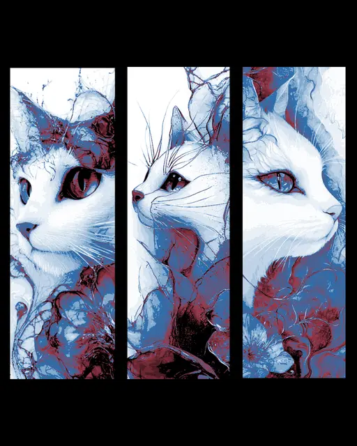 HueForge model: watercolor designs of the cat among the flowers - set of bookmarks by BooneCo3d