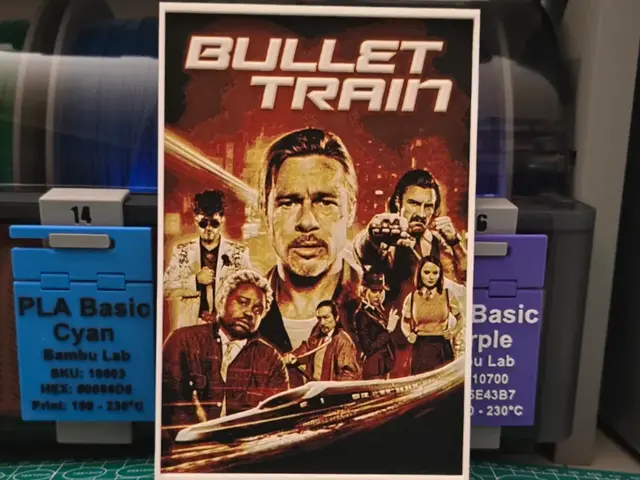 HueForge model: Bullet Train Movie Poster - Hueforge Art by Lumpy3D