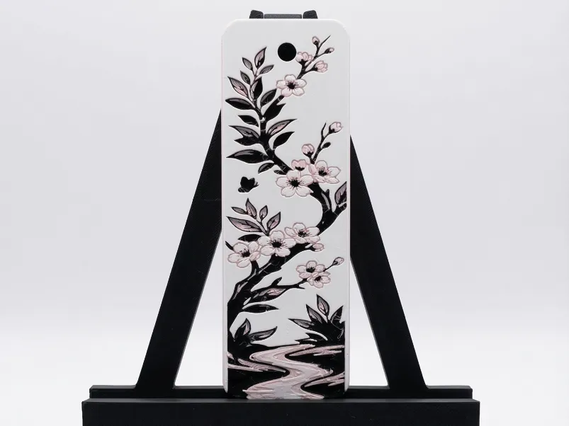 Cherry Blossom Bookmark by Welsh Maker HueForge model: Cherry Blossom Bookmark by Welsh Maker