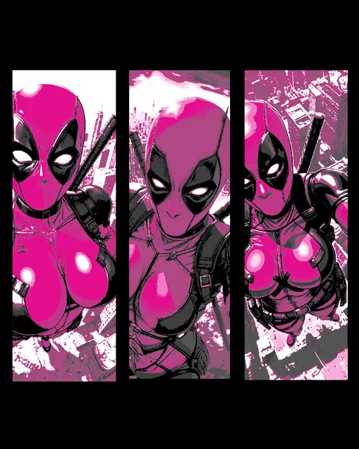 HueForge model: Lady Deadpool will go to all lengths to get the perfect selfie - Fanart Set of bookmarks by BooneCo3d