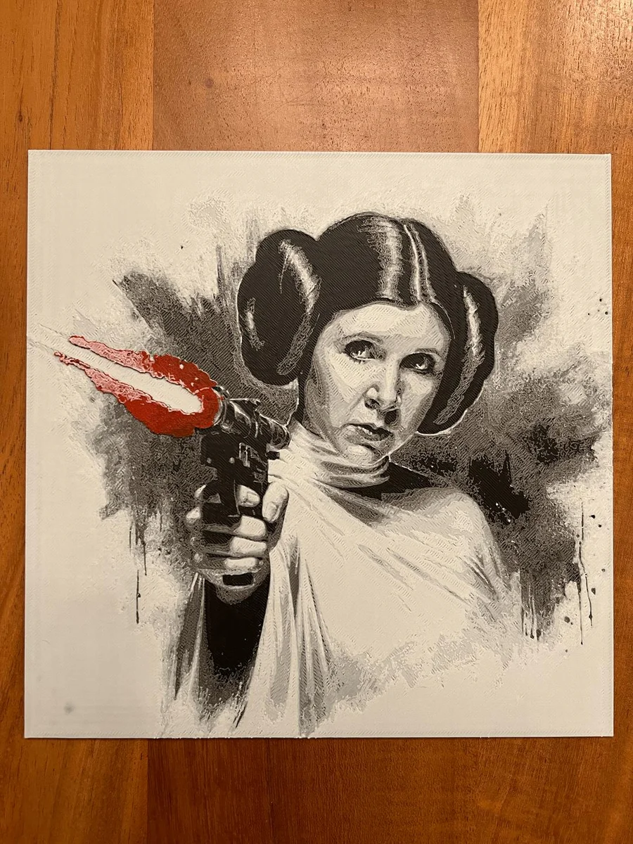 Princess Leia Firing Blaster by JustBe 3D Printing HueForge model: Princess Leia Firing Blaster by JustBe 3D Printing