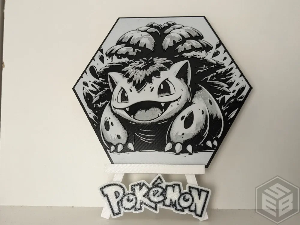 Pokemon Venusaur Hueforge Hex Hexagon by Seb3D HueForge model: Pokemon Venusaur Hueforge Hex Hexagon by Seb3D