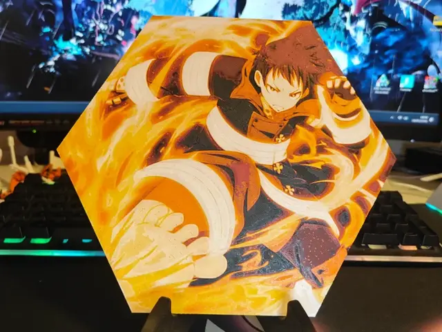 HueForge model: Hueforge Shinra Kusakabe (Fire Force) honeycomb mode by JGz3DMaker