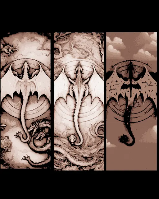 HueForge model: Dragon Etchings - Set of 3 Bookmarks by BooneCo3d