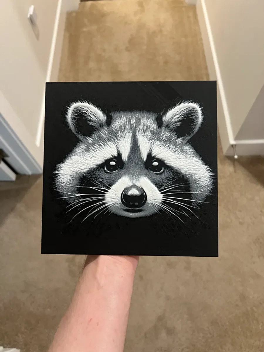 Racoon Grayscale Art Hueforge by RP47 Designs HueForge model: Racoon Grayscale Art Hueforge by RP47 Designs