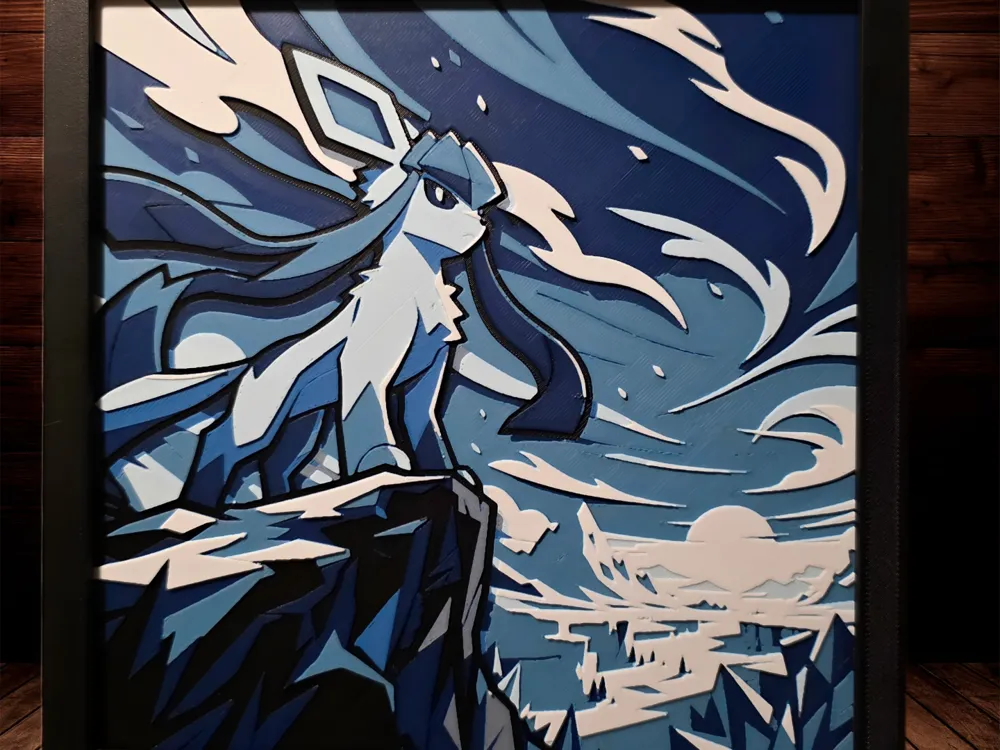 Glaceon The Tundra Guardian - Eeveelutions 9 of 9 by Side Quest Hues HueForge model: Glaceon The Tundra Guardian - Eeveelutions 9 of 9 by Side Quest Hues