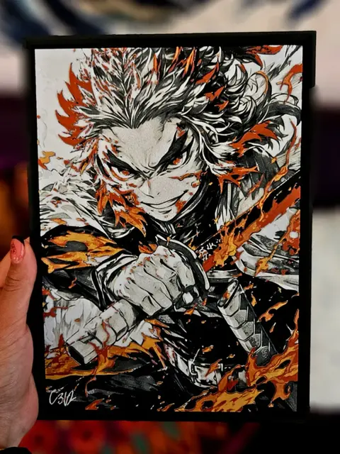 HueForge model: Kyojuro Rengoku - Demon Slayer (Filament Painting) by C3D