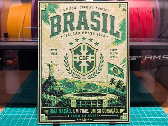 HueForge model: Brazil National Football Team Poster HueForge by liv_3d