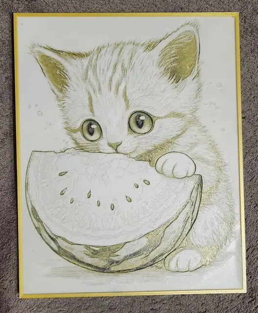 HueForge model: Baby Cute Cat Watermelon - HueForge by keko