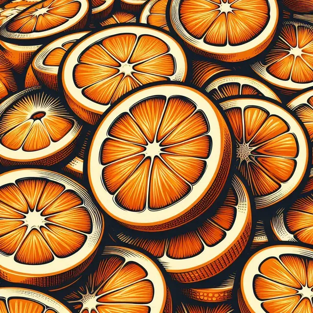 Oranges Fruit Woodblock Print Art Poster (HueForge)