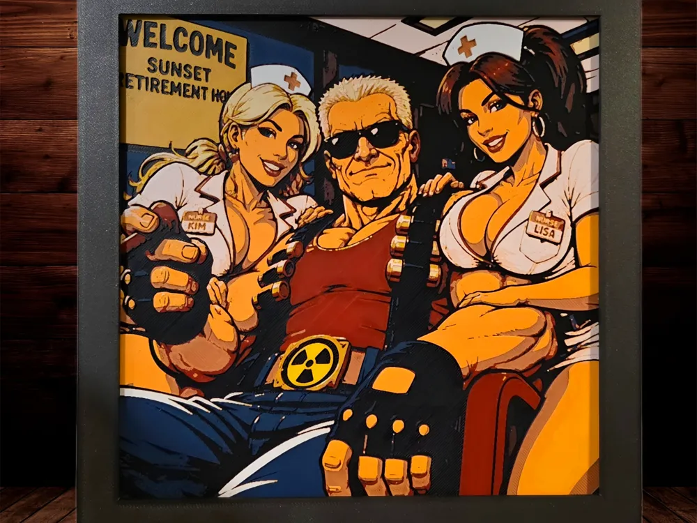 Duke Nukem - We Were Heroes Once (WWHO) - Part 2/9 by Side Quest Hues HueForge model: Duke Nukem - We Were Heroes Once (WWHO) - Part 2/9 by Side Quest Hues