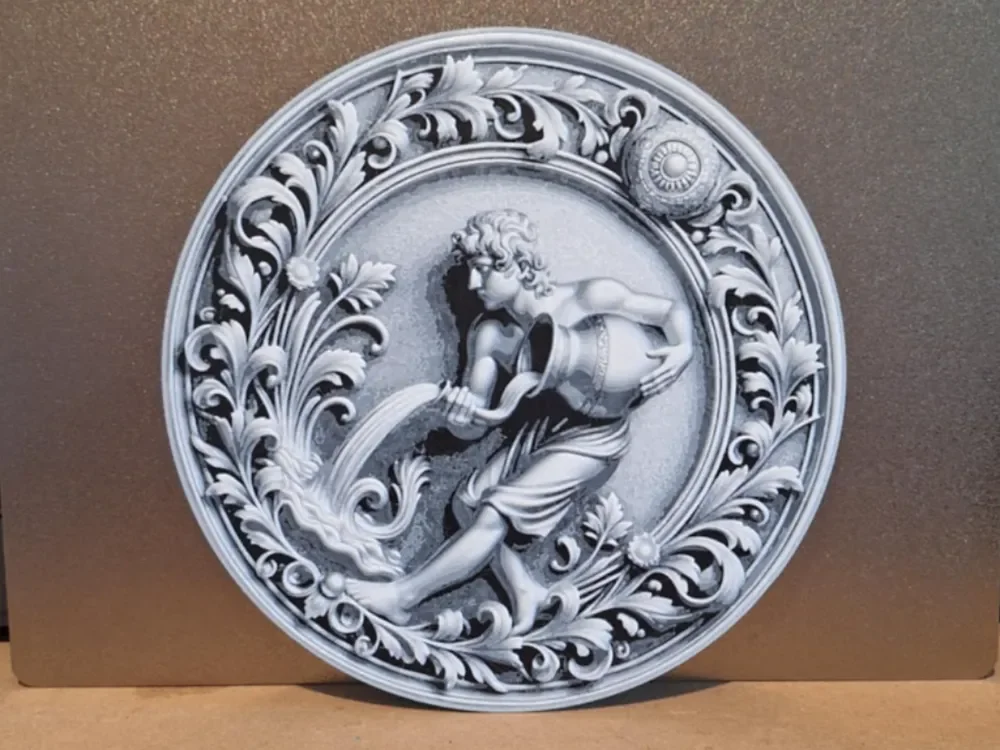 Aquarius - Zodiac sign - Hueforge - 2 colours by 3dGlow HueForge model: Aquarius - Zodiac sign - Hueforge - 2 colours by 3dGlow