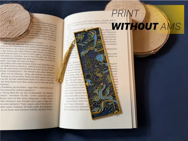 HueForge model: Crane & Koi Bookmark – Chinese Art by Loupes