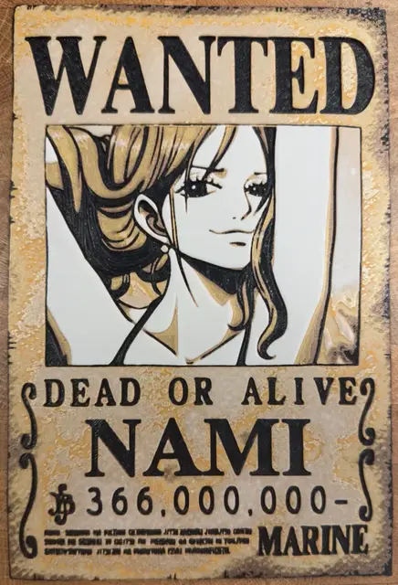 HueForge model: One Piece - Nami Wanted Poster by Pretty Okay Prints