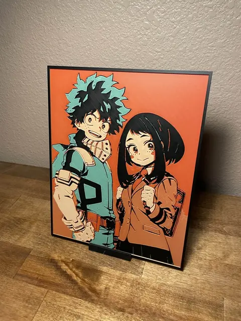 HueForge model: Midoriya and Uraraka by Cloudy Nostalgia