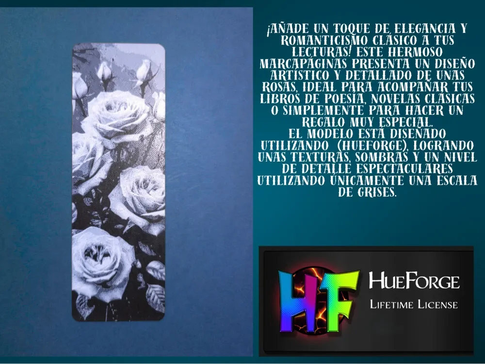 Bookmark Roses v3 by FYTY112 HueForge model: Bookmark Roses v3 by FYTY112