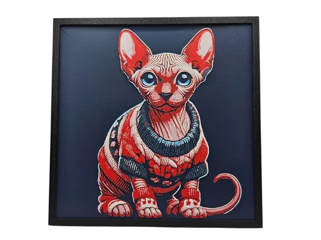 HueForge model: Sphynx Cat in Sweater by BusyKikiBee