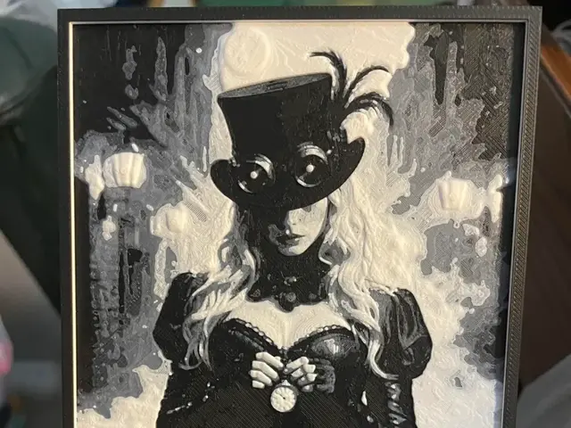 HueForge model: SteamPunk Woman with a watch V2 B/W Hueforge by Advancedtechworldwide