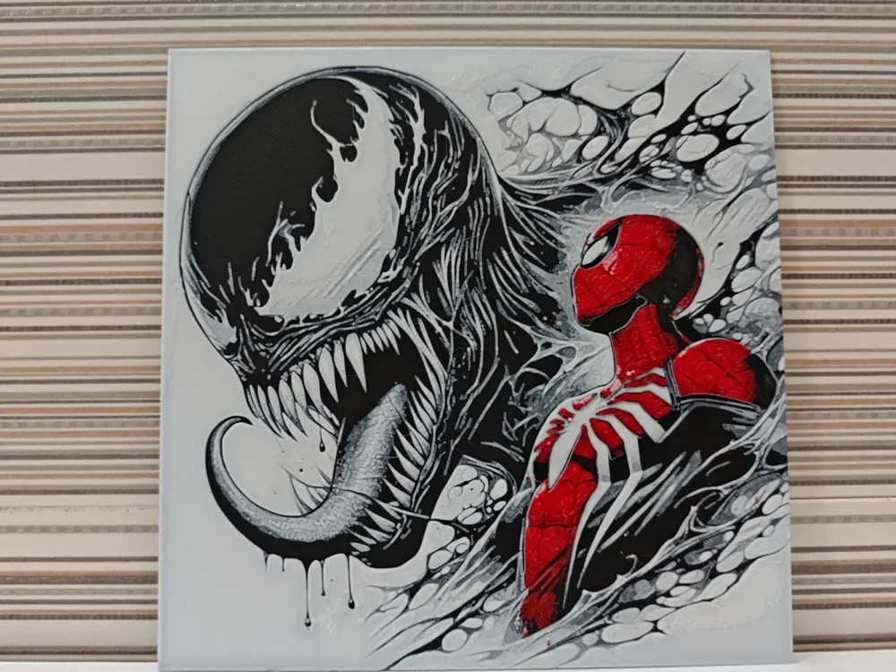 Hueforge Spiderman and Venom by Litolunar HueForge model: Hueforge Spiderman and Venom by Litolunar