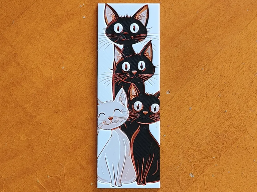 Cats Bookmark - 4 Colours by Sarge HueForge model: Cats Bookmark - 4 Colours by Sarge
