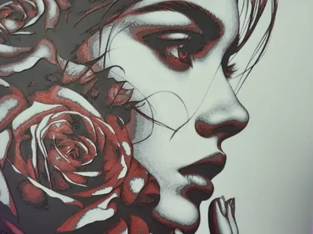 Girl and Rose 2 - Hueforge 200x200