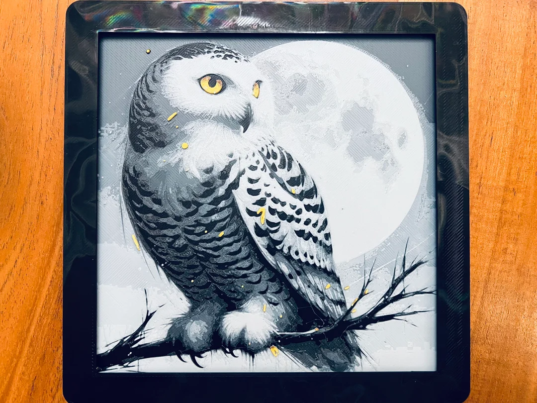 Snow Owl by JustBe 3D Printing HueForge model: Snow Owl by JustBe 3D Printing