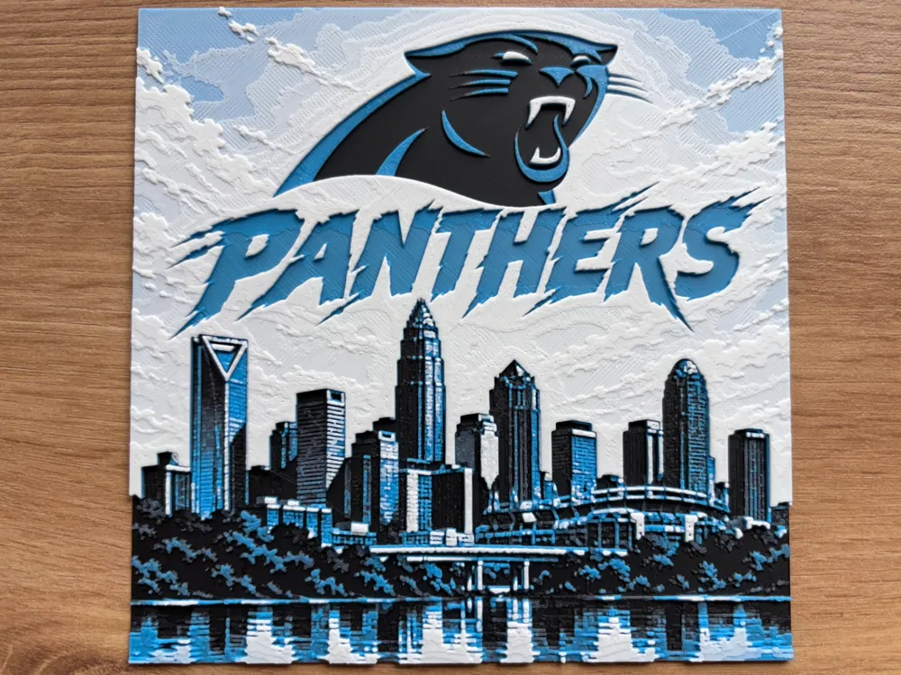 Carolina Panthers Skyline NFL Fanart Hueforge by Reeftank&more HueForge model: Carolina Panthers Skyline NFL Fanart Hueforge by Reeftank&more